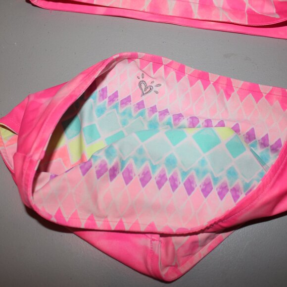 Multi Color Reversibile  2 Pcs Justice Bikini Swimsuit Size 14 - Picture 4 of 13